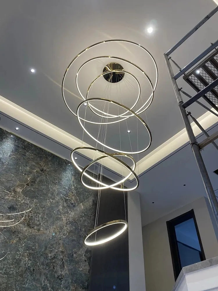 Afralia™ Stainless Steel Ring Pendant Light Modern Minimalist Chandelier