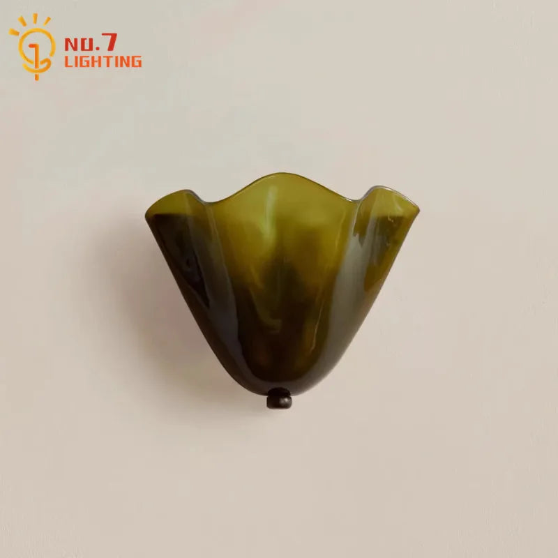 Afralia™ Colored Berry Glass Wall Lamp LED E14 Shell Art Decor for Living Room