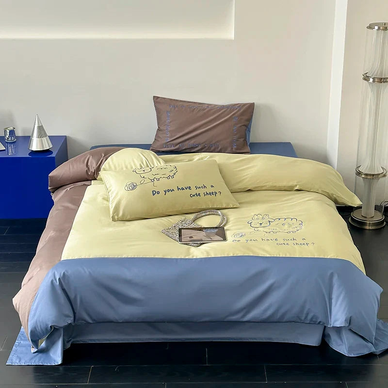 Luxury Embroidered Cotton King Size Bedding Set by Afralia™