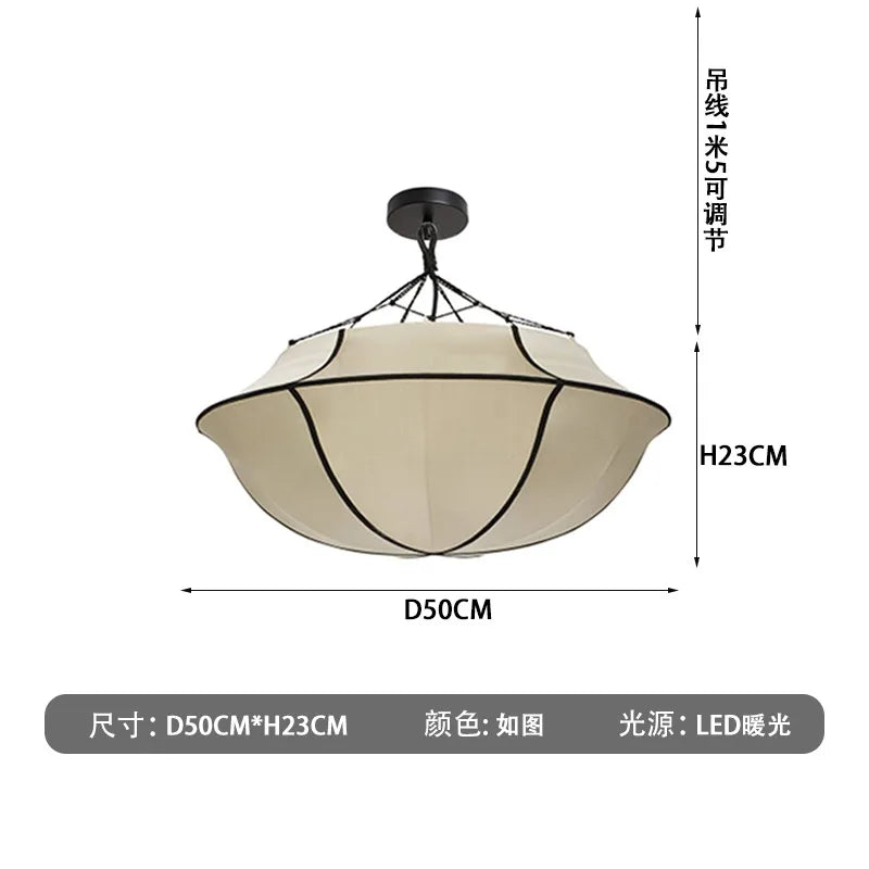 Afralia™ Silk Fabric LED Pendant Lights for Living Room, Bedroom, Kitchen Island