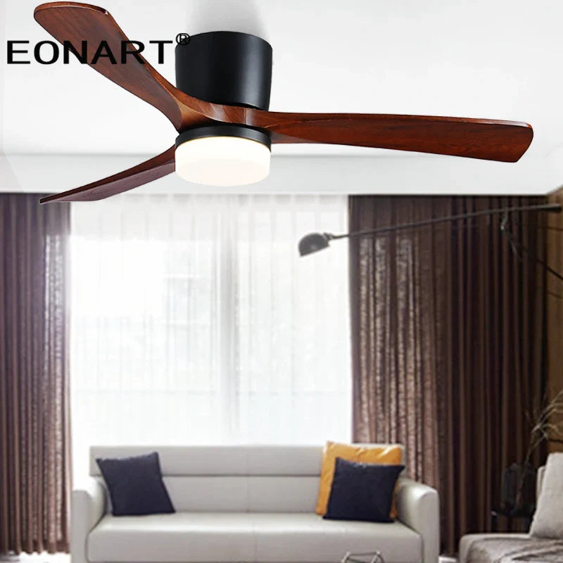 Afralia™ 48-Inch Wooden LED DC Ceiling Fan with Remote Control White Wood