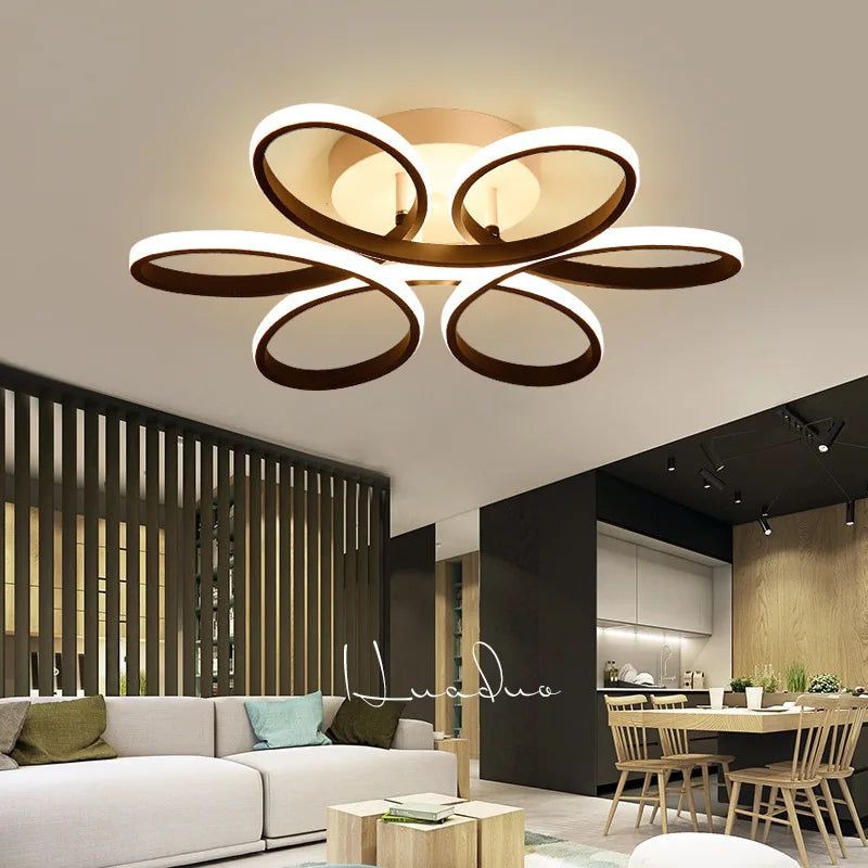 Afralia™ Flower Chandelier: Remote Control LED Ceiling Lamp for Modern Nordic Bedroom & Living Room