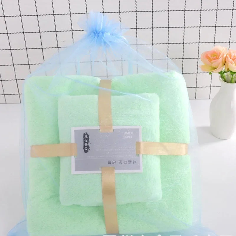 Afralia™ Coral Velvet Bath Towel Set, 2pcs Soft Absorbent Fast Drying Towels