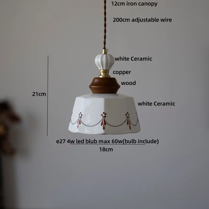 Afralia™ Brown Wood Ceramic Tassel LED Pendant Lights for Modern Interior Lighting