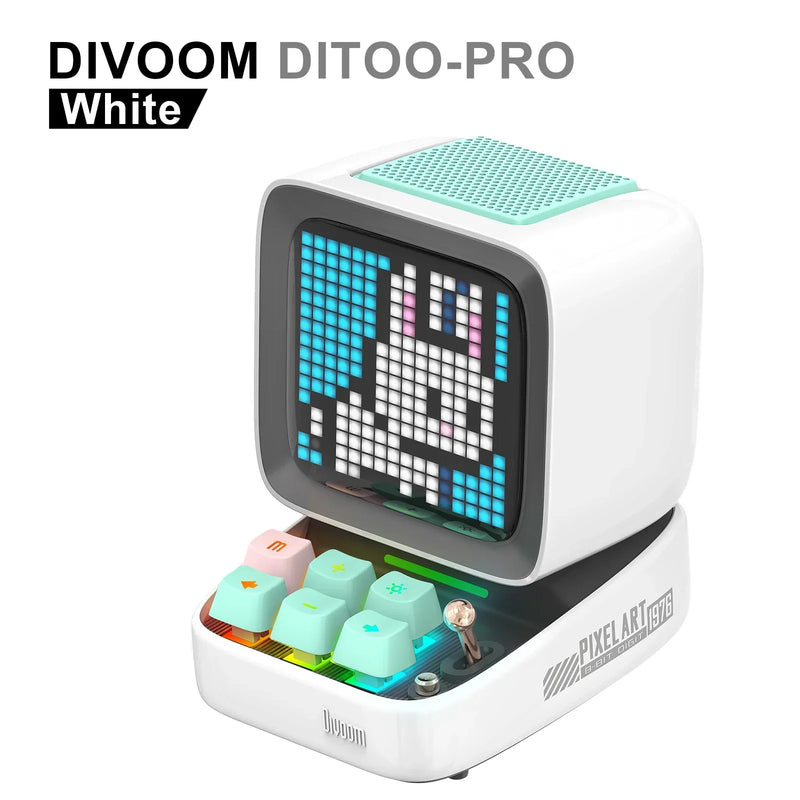 Afralia™ Ditoo-Pro Retro Pixel Mini Speaker Pink