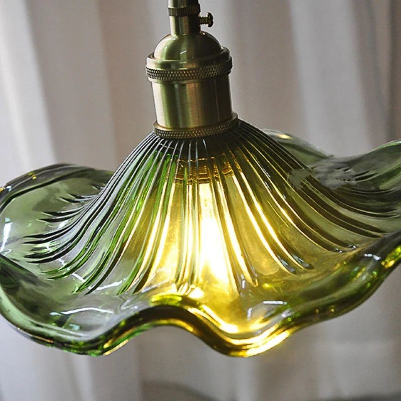 Afralia™ Green Flower Glass Pendant Light - Modern Kitchen Bar Restaurant Hanging Lamp