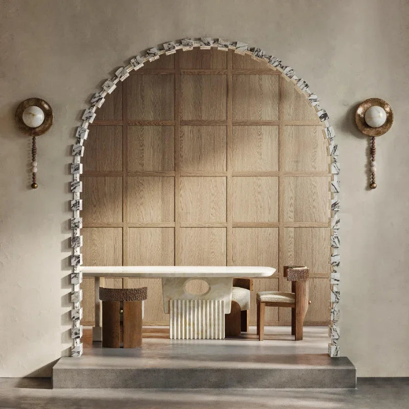 Afralia™ Retro Gold Round Wall Light: Handmade Wooden Sconce for Living Room, Hotel, Villa