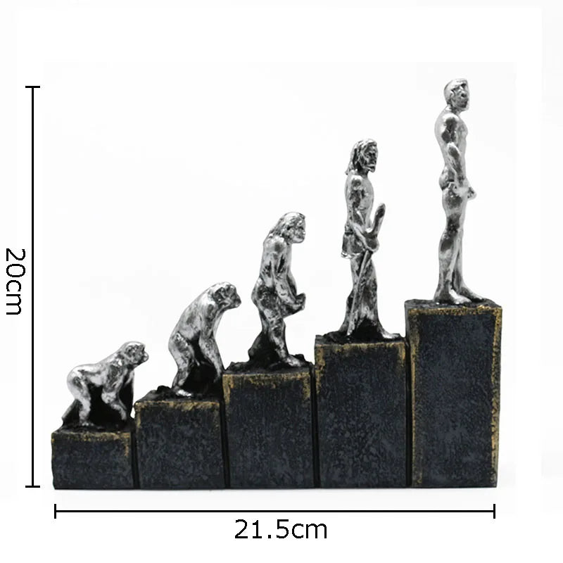 Afralia™ Ape Man Evolution Sculpture Resin Artwork Decor Ornaments Model Statue