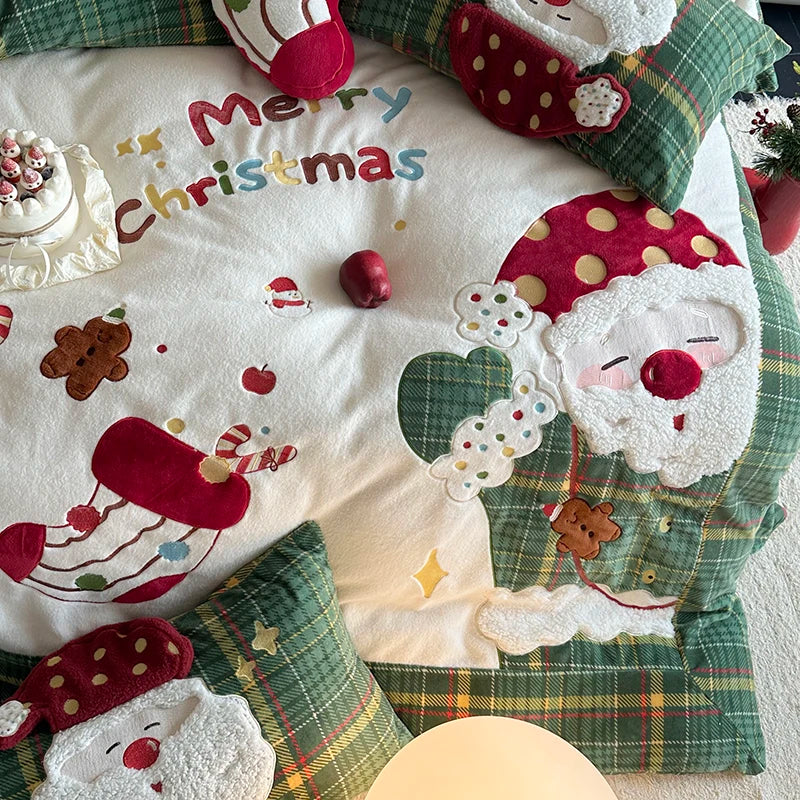 Afralia™ Santa Claus Winter Bedding Set, Single Duvet, Bed Sheet, Pillowcases