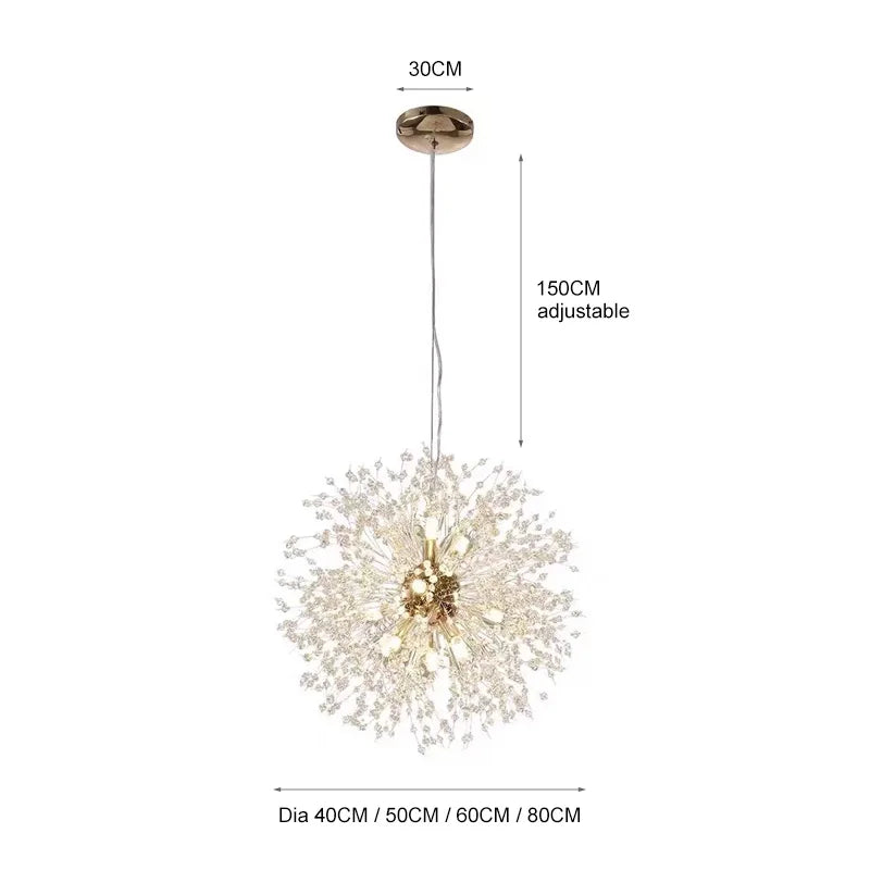 Afralia™ Dandelion Chandelier: Luxury Crystal Pendant Lamp for Living Room and Bedroom