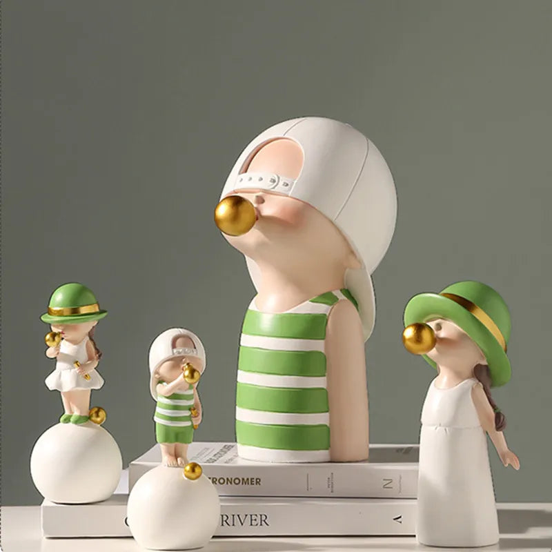 Nordic Bubble Gum Statue for Kids, Cartoon Character Figurines, Desk or Home Decoration, Arts and Crafts Gift by Afralia™