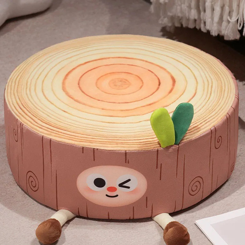 Afralia™ Cartoon Tree Stump Cushion for Bedroom, Sofa & Balcony Decoration