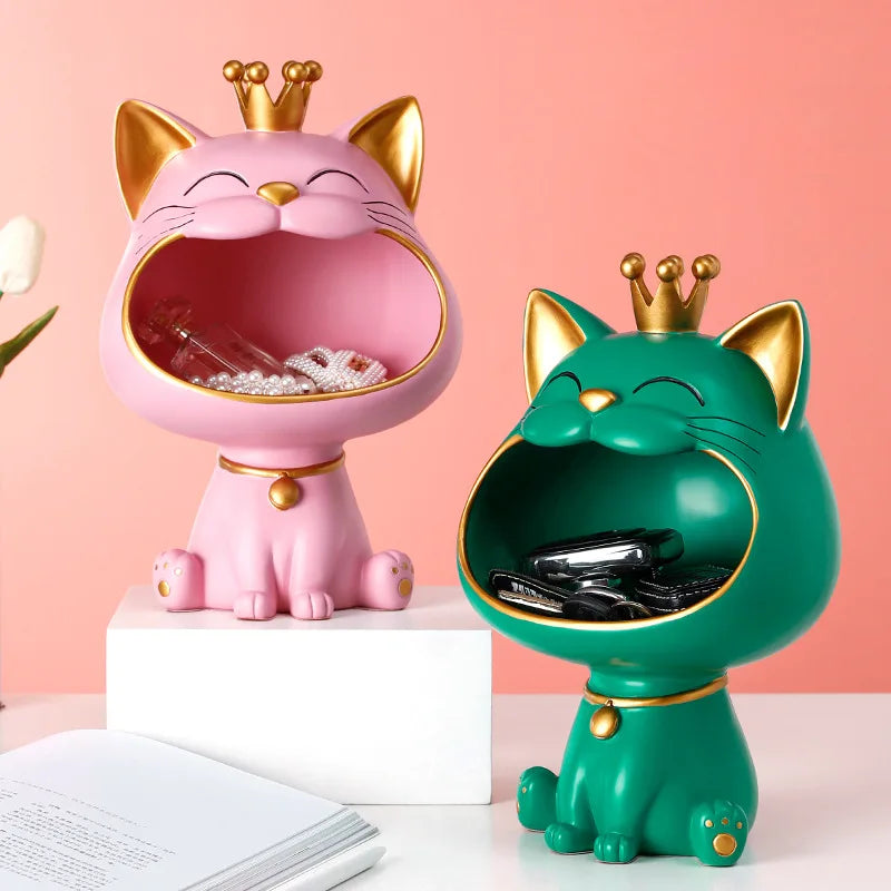 Afralia™ Lucky Cat Sculpture: Modern Table Decoration & Storage Box Ornament