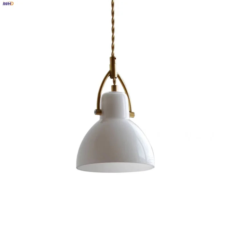Afralia™ White Glass Copper LED Pendant Lights - Modern Nordic Kitchen Bar Lamp