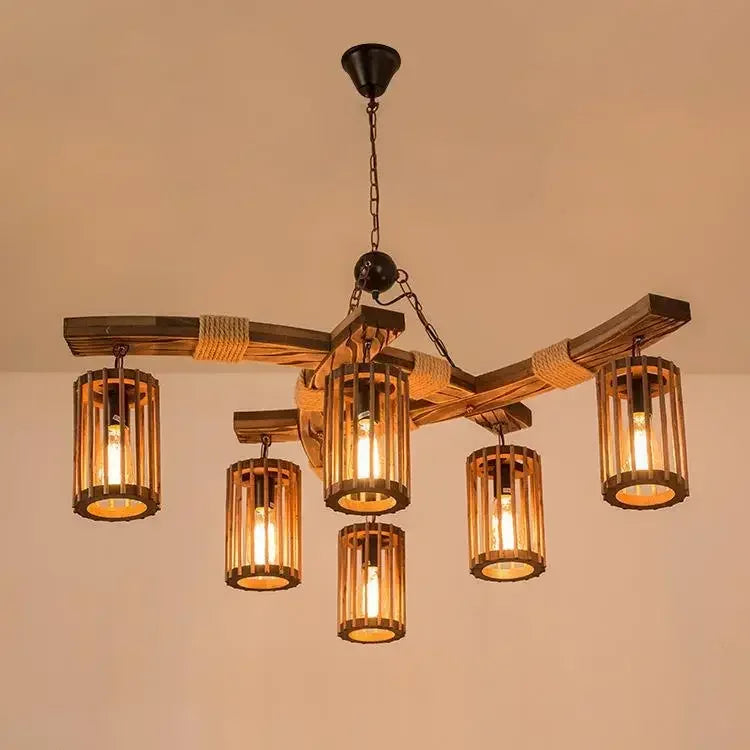 Afralia™ Retro Hemp Rope Chandelier Pendant Lamp for Bar and Restaurant