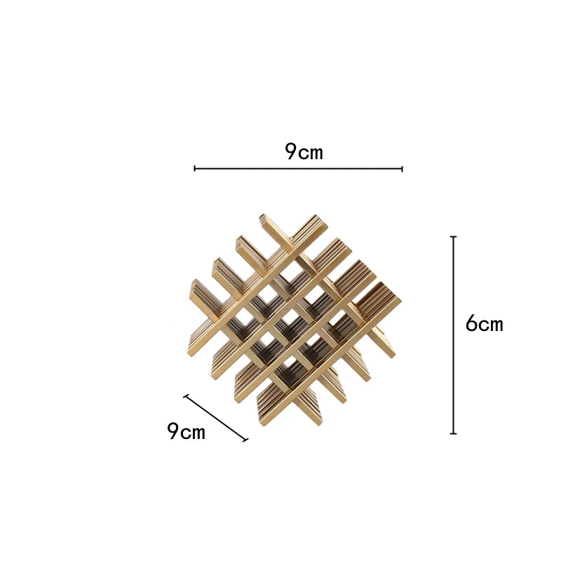 Afralia™ Geometric Block Metal Sculpture Abstract Square Decor Figurines, Home Decor Accessories