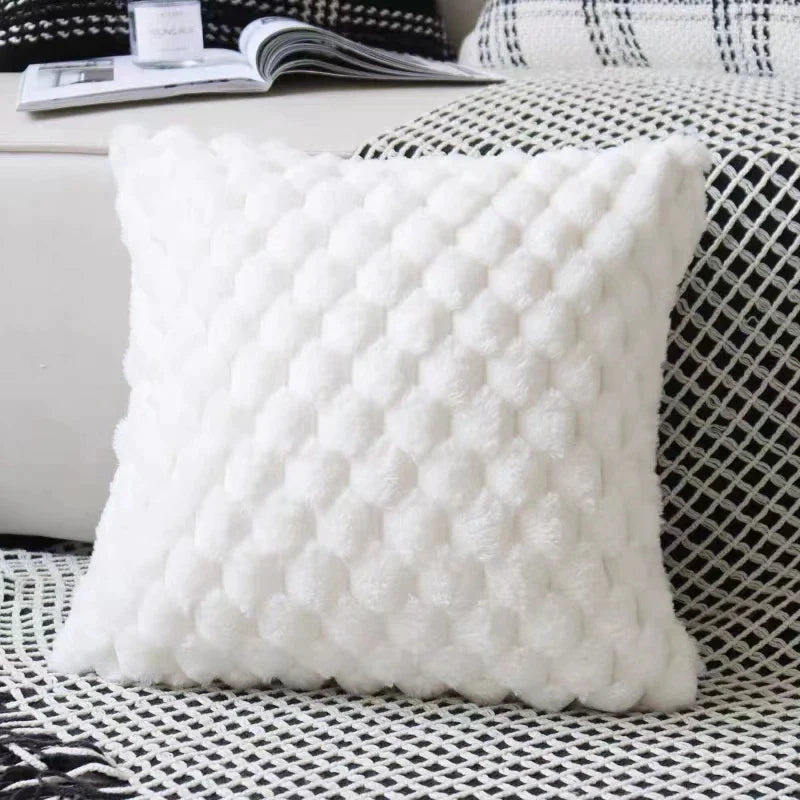 Afralia™ Geometric Plaid Woven Cushion Cover - Black and White Crochet Pillow Case