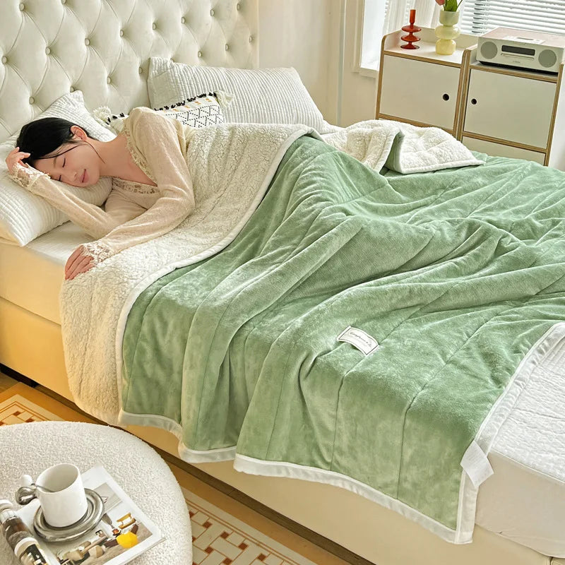 Afralia™ Cozy Imitation Lamb's Wool Blanket - Warmth for Beds, Adults & Kids