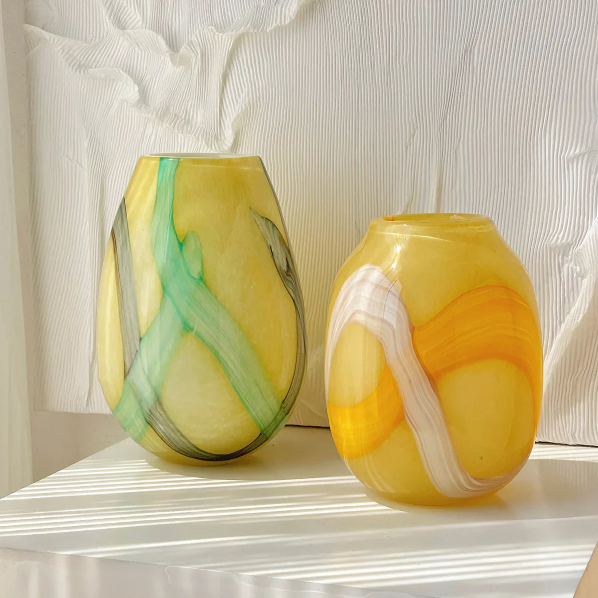 Afralia™ Irregular Geometric Graffiti Glass Vase for Floral Arrangement and Home Decoration