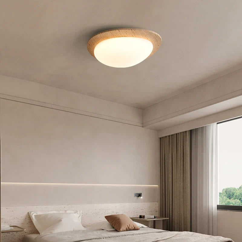 Afralia™ White LED Ceiling Light Fixture | Wabi Sabi Yellow Cave Stone Decor