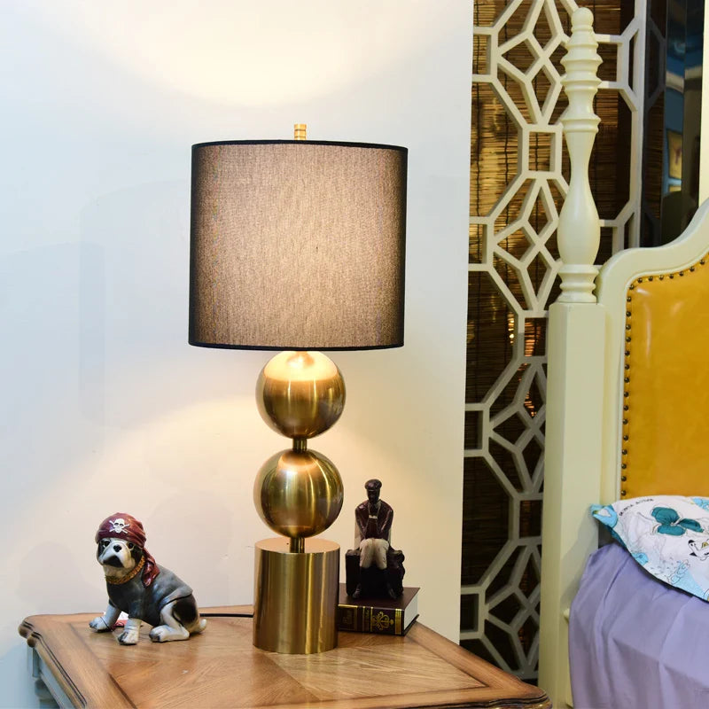 Afralia™ Luxury Golden Metal Table Lamp for Modern Bedroom and Villa Décor