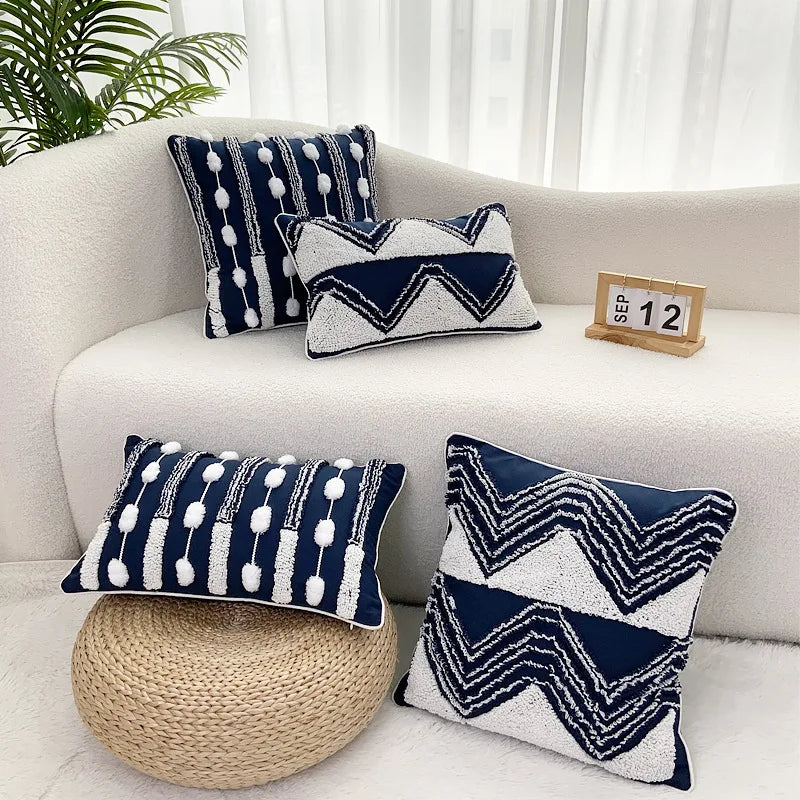 Afralia™ Geometric Tufted Tassel Cushion Cover 30x50cm