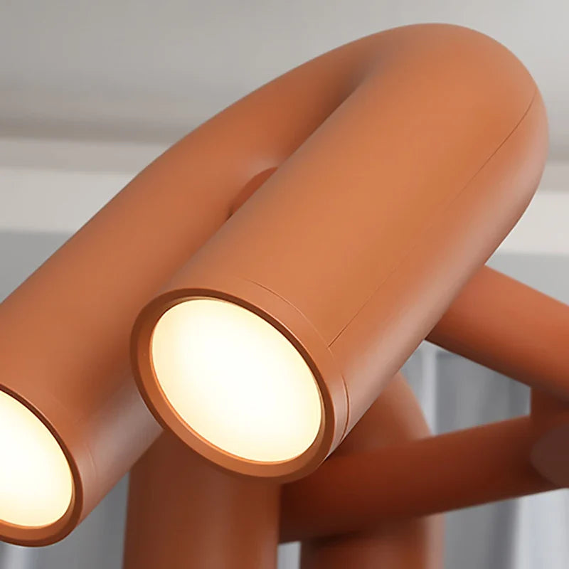 Art Deco Chandelier in Black Orange Gray Metal by Afralia™