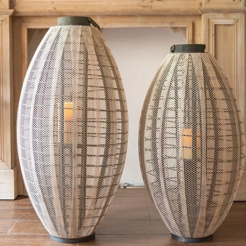 Afralia™ Wooden Lantern Candle Holder Nordic Style Patio Garden Decoration Furniture