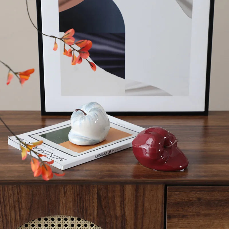 Afralia™ Abstract Melting Apple Ceramic Ornaments Home Decor Handicrafts