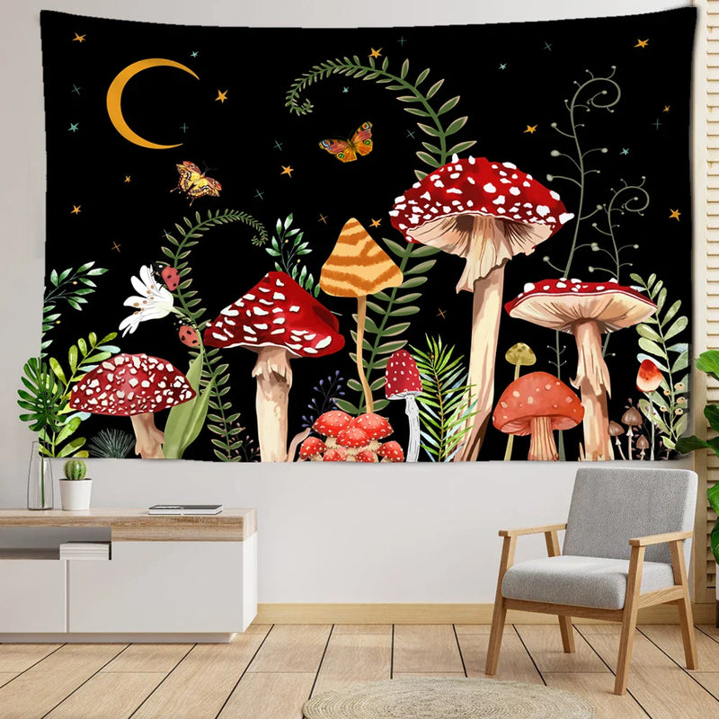 Afralia™ Butterfly Mushroom Tapestry Wall Hanging - Psychedelic Bohemian Home Decor