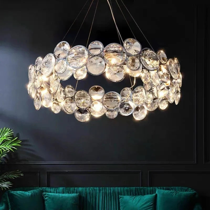 Afralia™ Crystal Ring Chandelier Chrome Ceiling Pendant Light