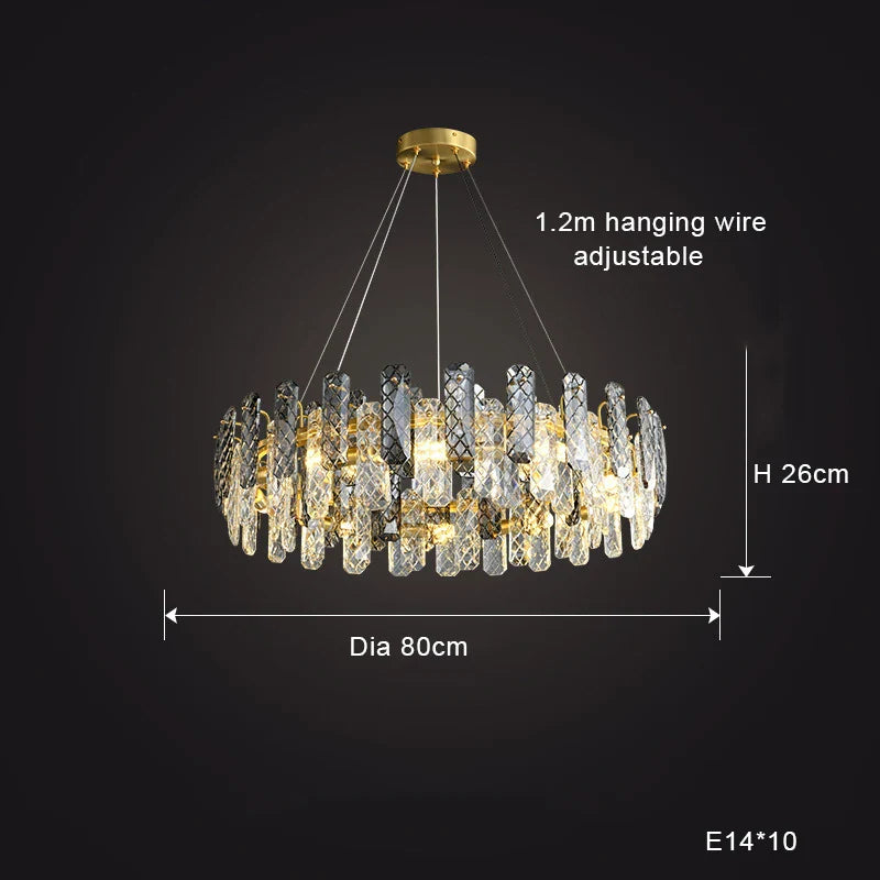Afralia™ Crystal Round Chandelier: Modern Dining Room Lighting Fixture, Nordic Style Decoration