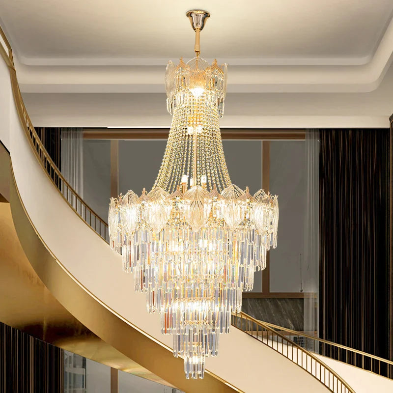 Afralia™ Elegant Crystal Duplex Chandelier for Livingroom, Hotel, and Villa