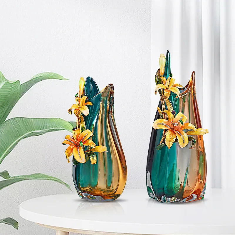 Afralia™ Handmade Enamel Vase for Living Room TV Cabinet and Wine Cabinet Décor