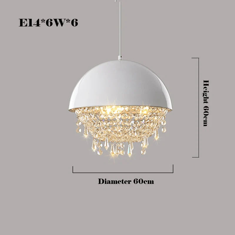 Afralia™ Modern Black White Hemisphere Hanging Chandelier Pendant Light for Living Dining Room