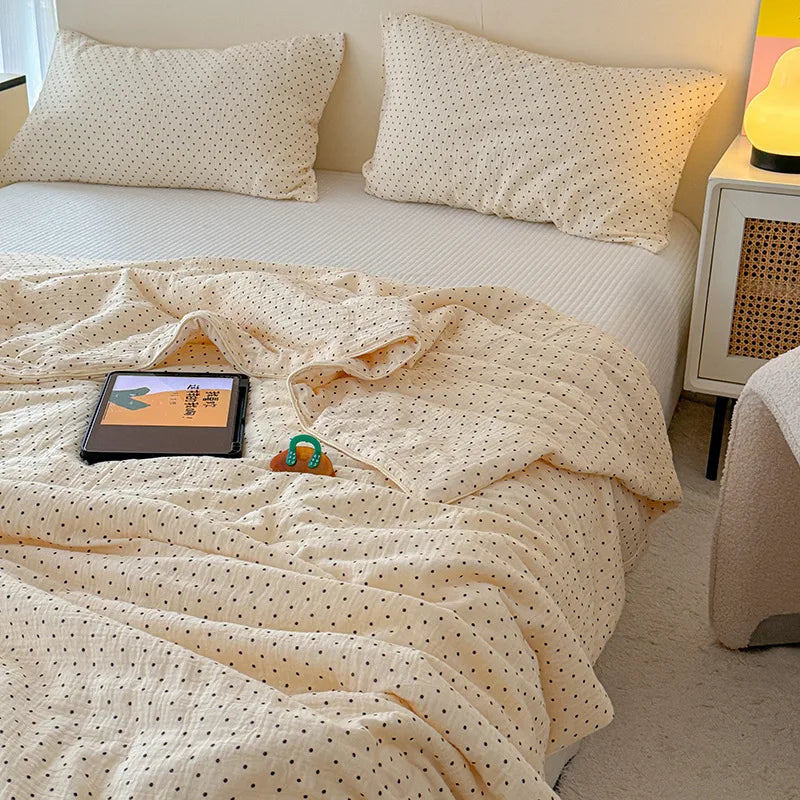 Afralia™ Colorful Polka Dot Floral Thin Quilt Set with Pillowcases