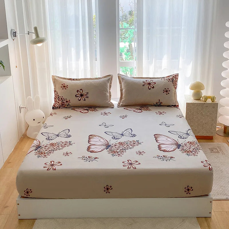 Afralia™ Printed Waterproof Fitted Bed Sheet Full Queen Size Bed Cover