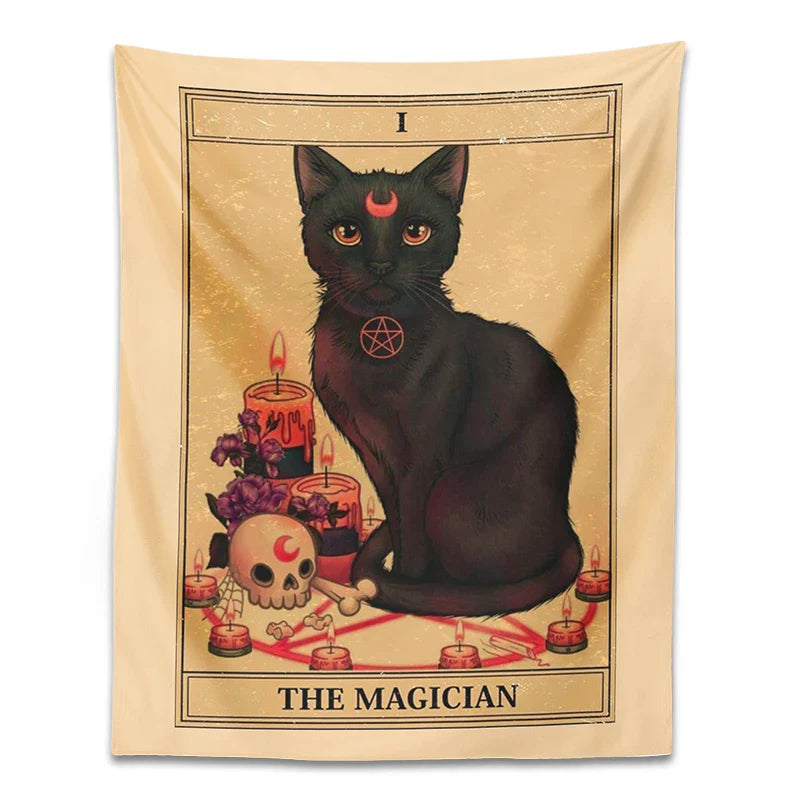 Afralia™ Magic Cat Moon Tapestry Wall Hanging for Mysterious Home Decor