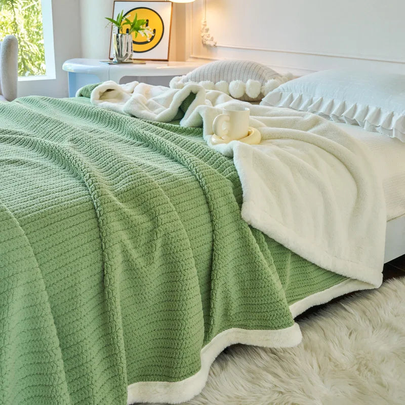 Afralia™ Cozy Faux Rabbit Fur Blanket, Soft Fluffy Quilt for Single, Anti-Static Warm Throw