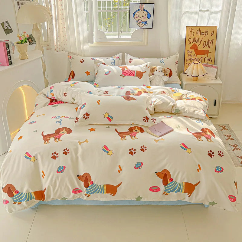 Afralia™ Cartoon Printed Bedding Sets - Soft Quilt Cover Kit for All Seasons