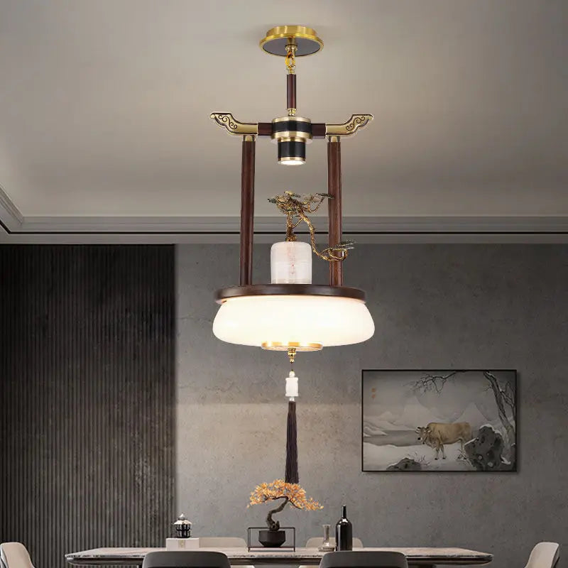 Afralia™ Chinese Lantern Chandelier: Classic Living Room Tea House Retro Lighting Fixtures