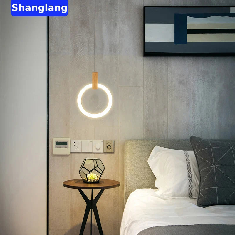 Afralia™ Wooden LED Chandelier for Kitchen Dining Room Lighting