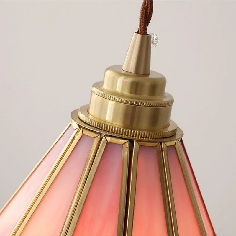 Afralia™ Pink Glass Flower Pendant Lamp - Adjustable LED Hanging Light for Home Decor
