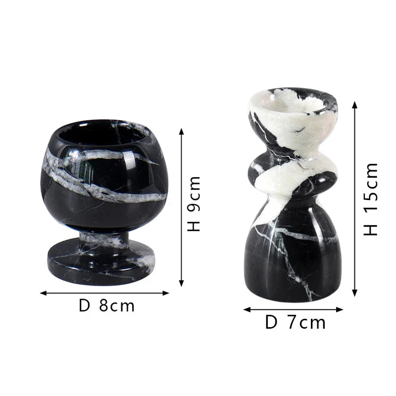 Afralia™ Grand Antique Marble Candlestick Holder: Modern French Fireplace Dining Table Centerpiece