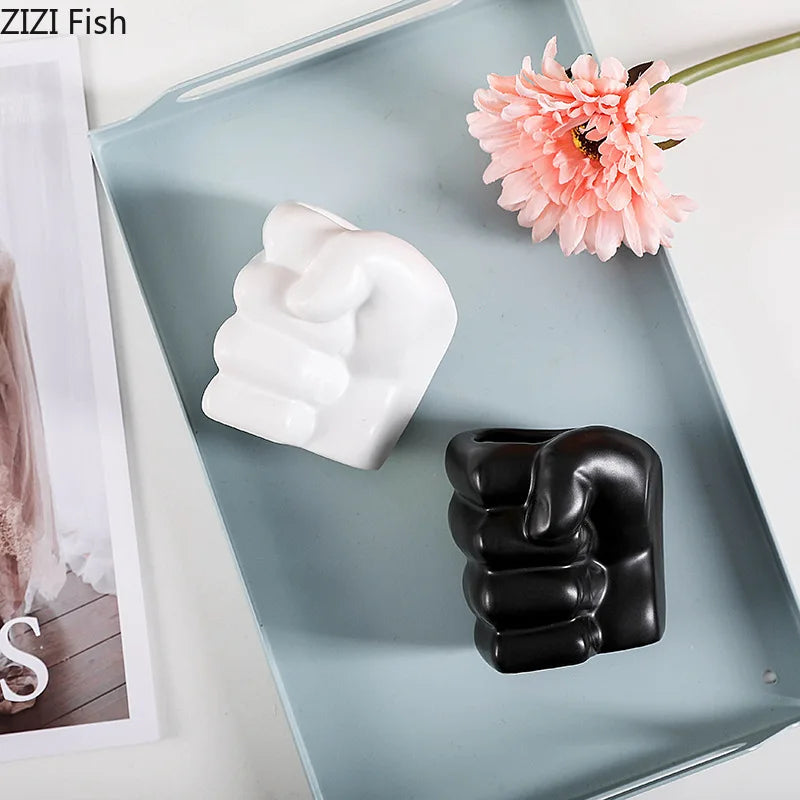 Afralia™ Ceramic Fist Vase for Stylish Room Decor & Flower Arrangement