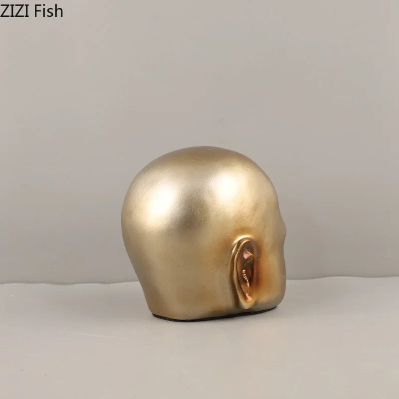 Afralia™ Abstract Resin Sculpture Ornament | Modern Golden Character Desk Decoration