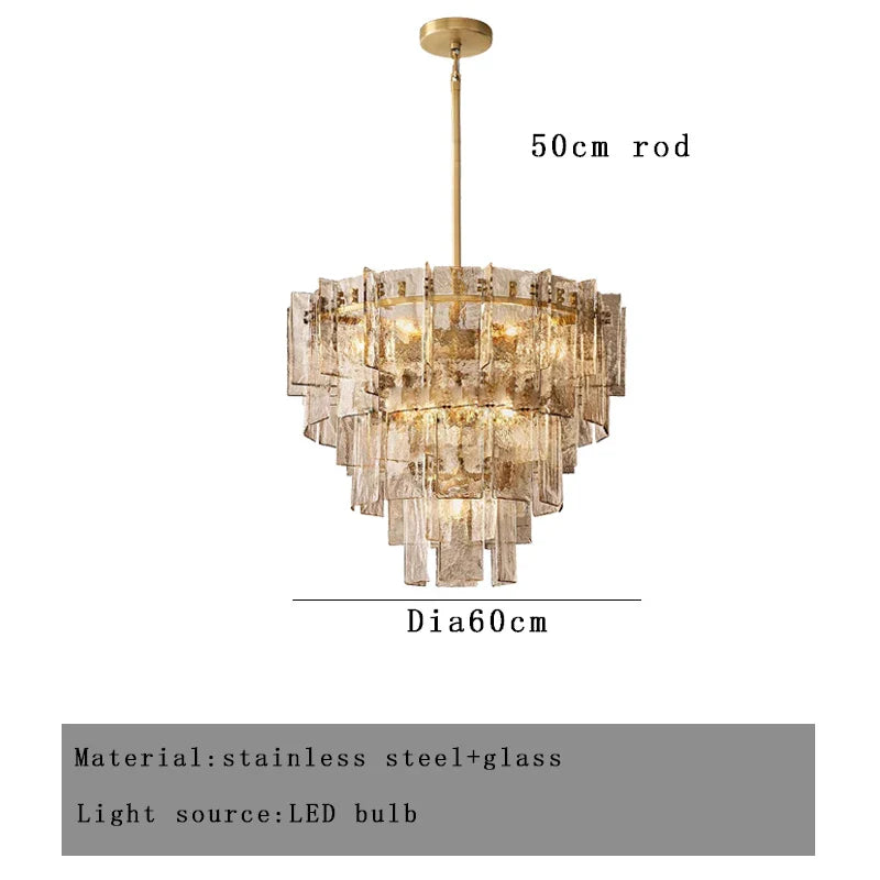 Afralia™ Classic Gold Glass Chandelier Fixture for Living Room & Dining Table