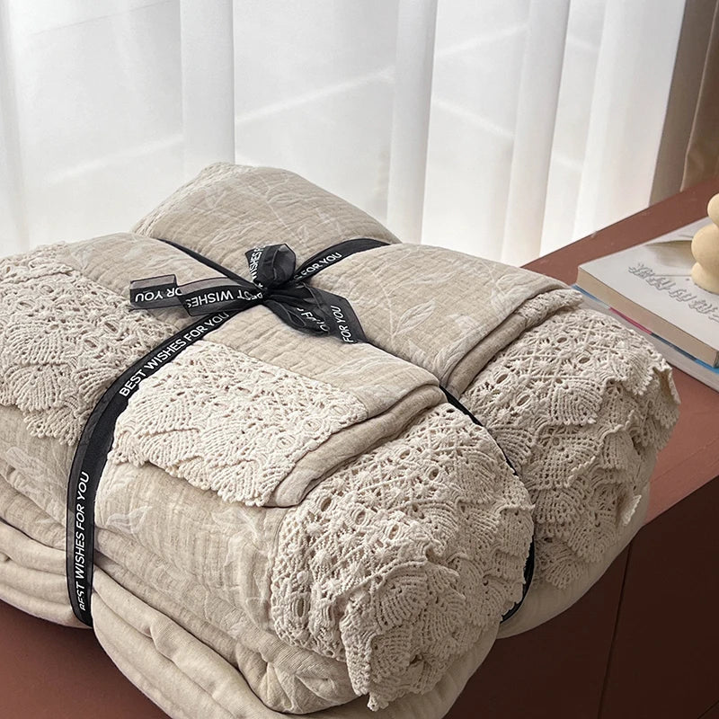 Afralia™ Lace Princess Jacquard Bedding Set - 4Pcs