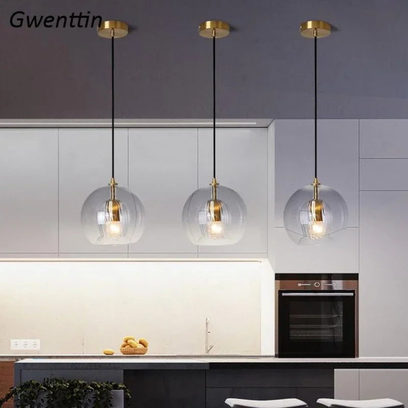 Afralia™ Nordic Glass LED Pendant Light for Modern Kitchen and Living Room