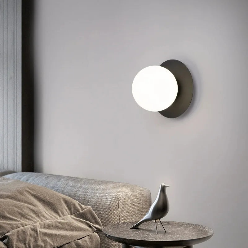 Afralia™ Minimalist Cream Sphere Wall Lamp for Living Room & Bedside